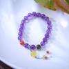 Women's Light Luxury Amethyst & Yellow Plum Blossom Beaded Bracelet with Crystal Pendant