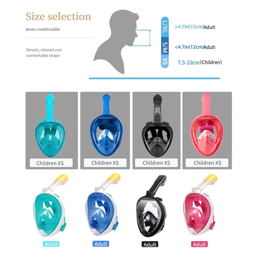 Underwater Scuba Anti Fog Face Diving Mask Snorkeling Respiratory Masks Safe Waterproof Swimming Equipment for Adult Kids