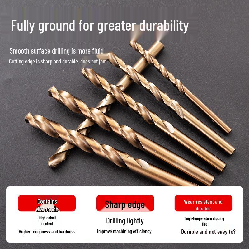 Set di punte da trapano HSS M35 al Cobalto per Legno, Metallo, Acciaio Inossidabile - Alta Durezza