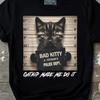 Funny Cat Mugshot T Shirt, Bad Kitty Catnip Humor Tee, Cat Mom Graphic Tshirt, Cute Kitten Police Novelty Top, Cat Lover Unisex Gift