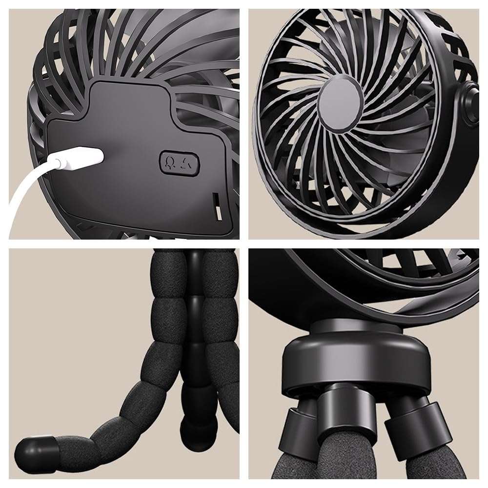 HappyPlast Rechargeable Mini USB Portable Perfect for or Handheld with 3 Wind Speed Angle and Lightweight and Ideal for Indoor and Outdoor This