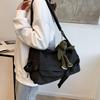 Unisex Korean Style Canvas Crossbody Bag: Large Capacity, Solid Color, Versatile, Casual Shoulder Bag for Students.