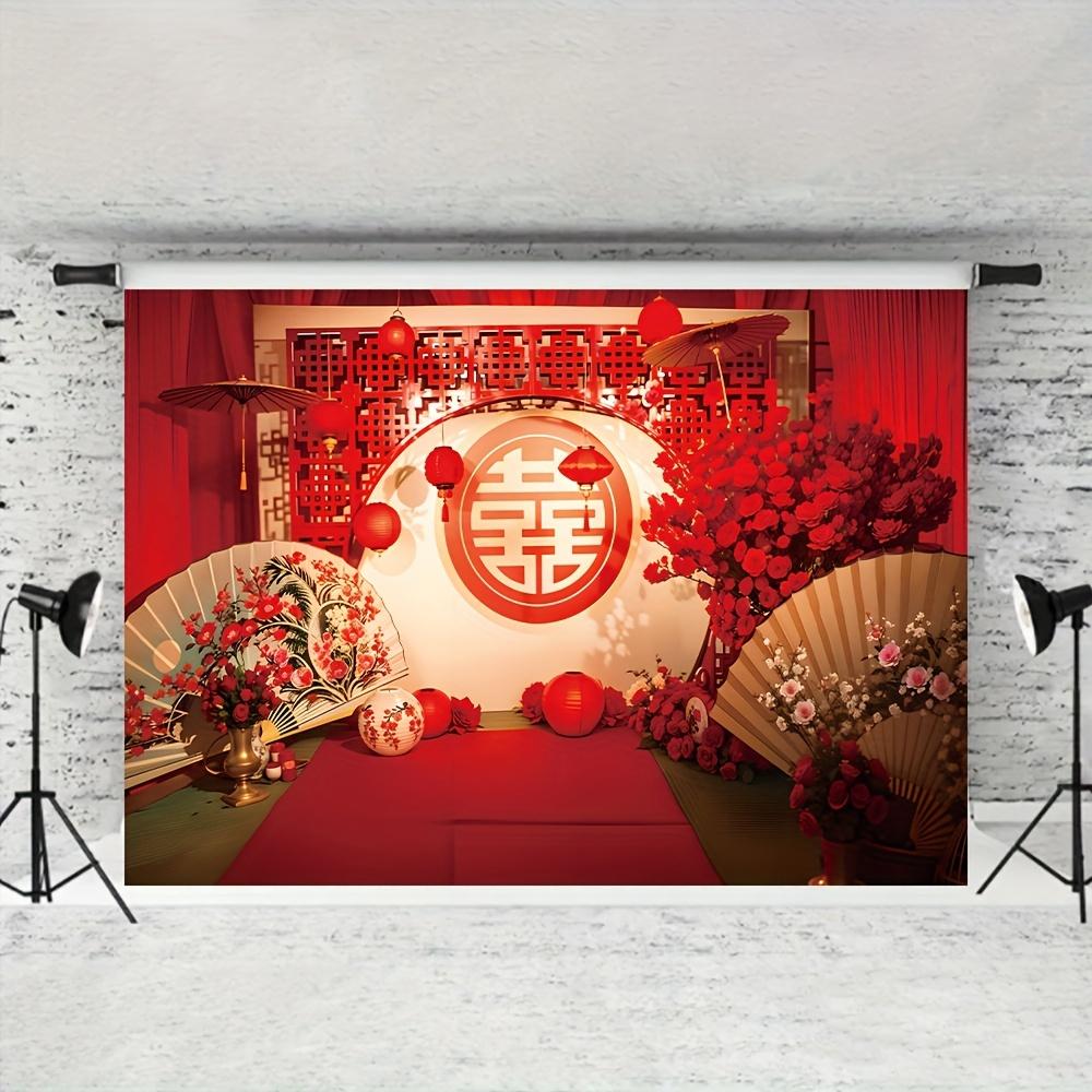 Chinese Wedding Red stage Curtain background - Wedding wall sign photos photography wedding theme 100x150cm