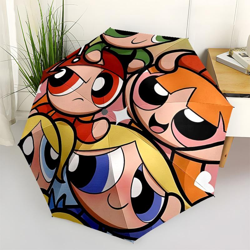 1pc Powerpuff Girls Characters Automatic Open/Close Umbrella Folding Umbrella, Portable Compact Travel Umbrella, Birthday/Christmas GiftL1110y01
