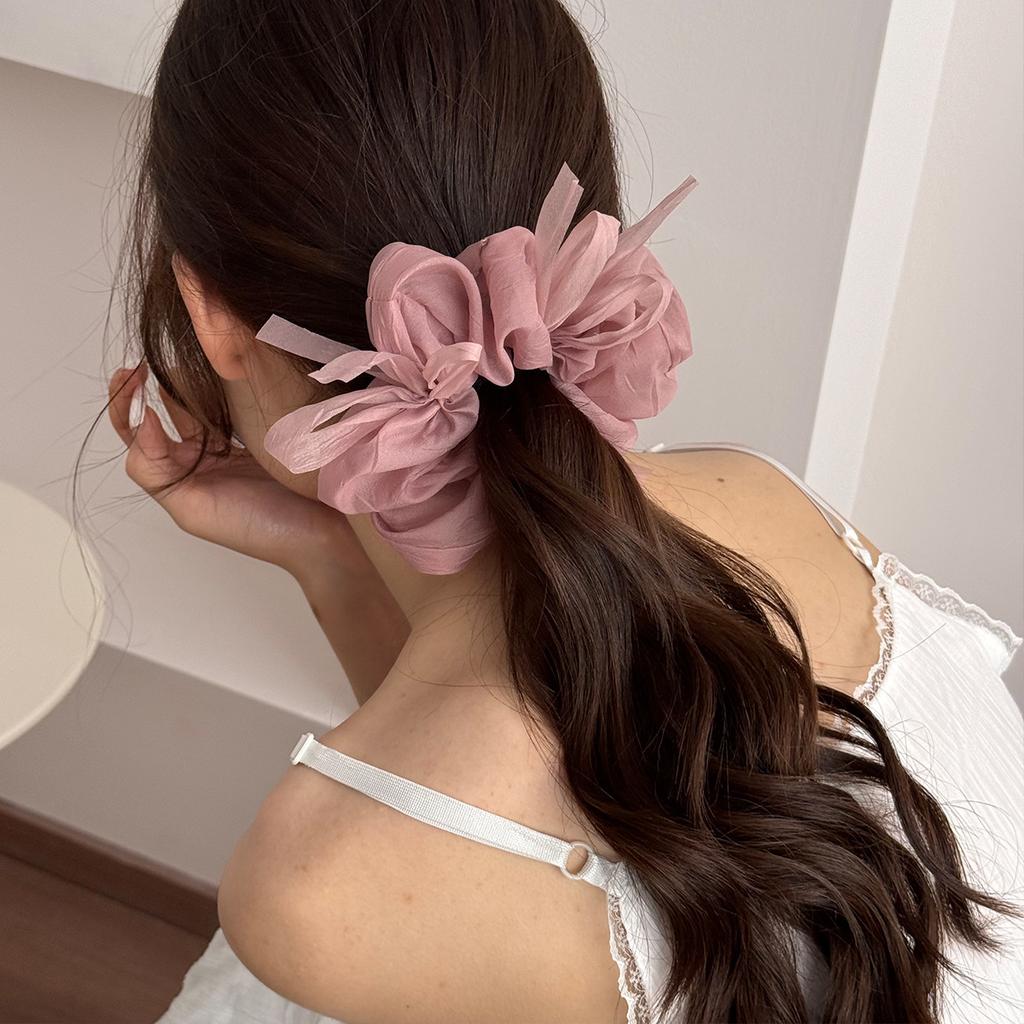 Gentle and Graceful, Light Gauze Large Intestine Circle, Bow, Net Gauze Hair Band, Forest-style Headwear and Hair Accessory