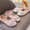 Girls' Half Sandals Summer Korean Version Soft Soled Children's Leather Shoes, Mid Size Children's Crystal Shoes, Baby Princess Shoes