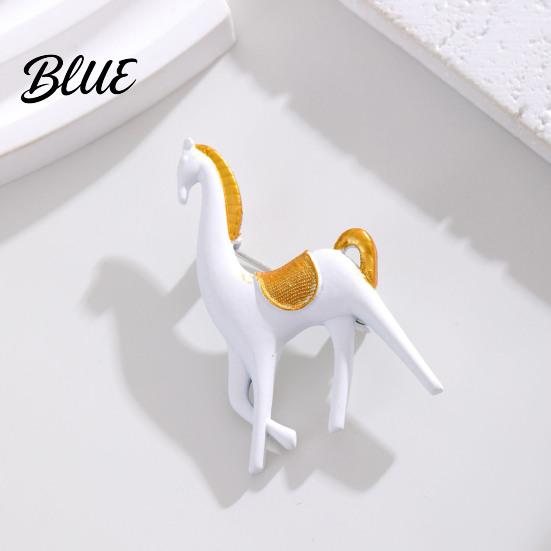 Simple Horse Design Accessory Minimalist Brooch White Black Alloy Lapel