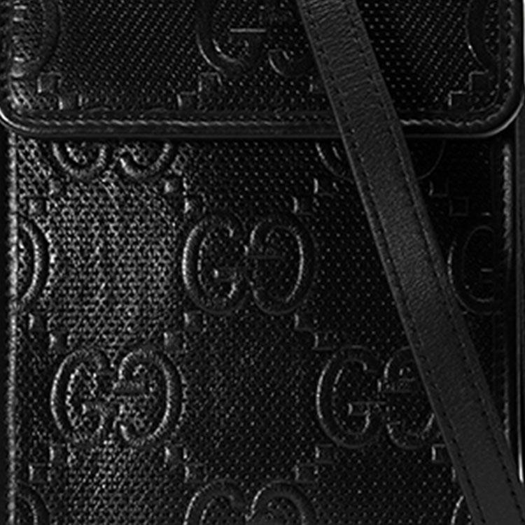 Gucci Monogram Logo Embossed Leather Crossbody Bag Unisex Bags Black 625571-1W3AN-1000