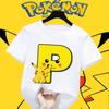 Anime Pokemons Tshirts for Children Pikachu Cartoon Letter Printed Shortsleeved Top Boys Girls Summer Fashion Sports Tshirt