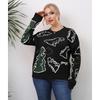 Plus Size Women S Thick Knit Dinosaur Print Pullover Sweater