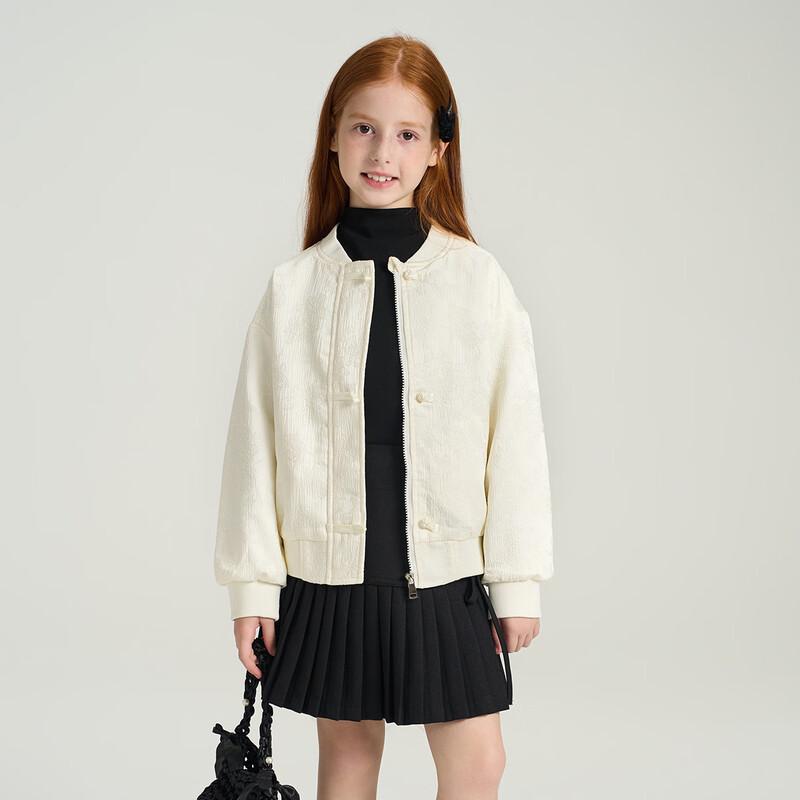 Montagut 2026 Girls Chinese Style Frog Button Stand Collar Jacket 140