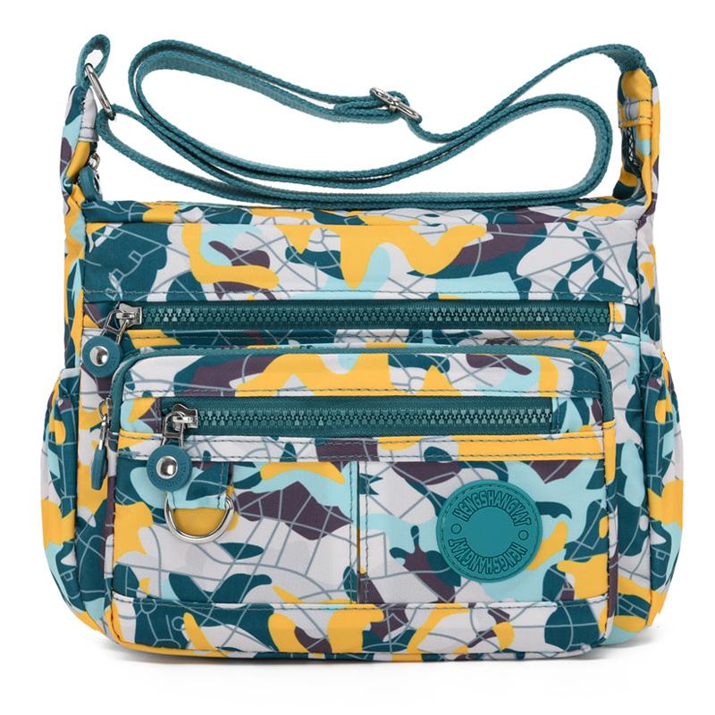 Bolsa feminina transversal grande capacidade bolsa de ombro de nylon bolsa de mãe estampada