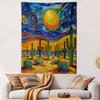 Starry Desert Night with Cacti Scene Patterned Tapestry Home Decor, Suitable for Bedroom and Living Room, Gift