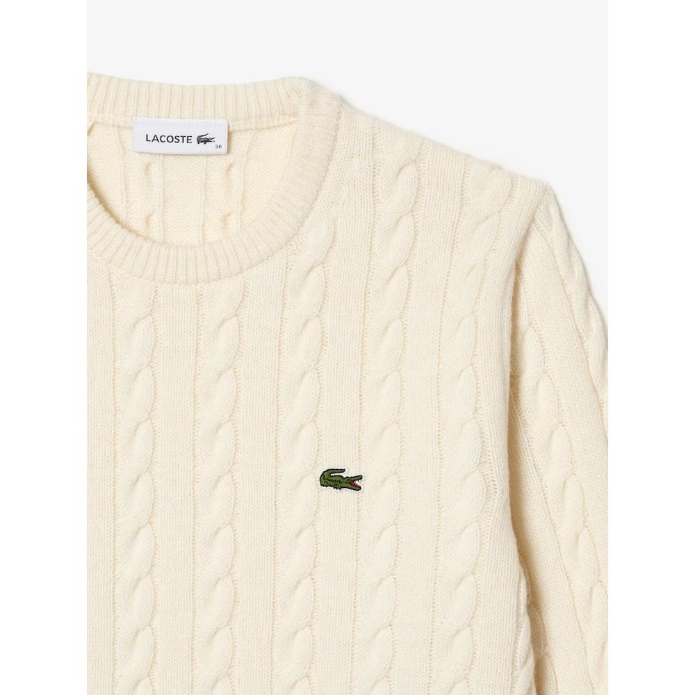 Lacoste Womens Wool Blend Cable Crewneck Sweater Af0633 54n Nyv q2nAf0633 54nNyv