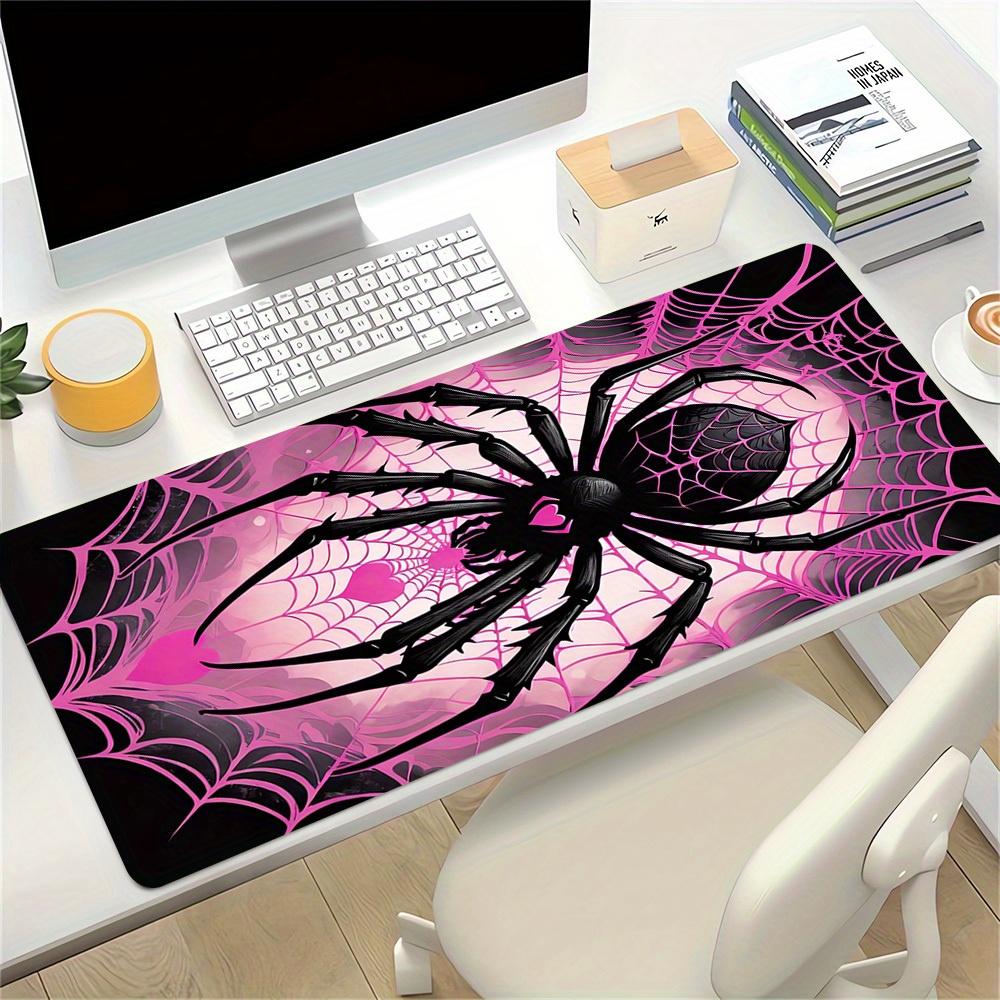 Tappetino per Tastiera Spider, Ragnatela, Mouse Pad Rosa, Bordo Cucito, Base in Gomma Antiscivolo, Multitaglia, per Scuola, Ufficio, Casa, Regalo per Amico