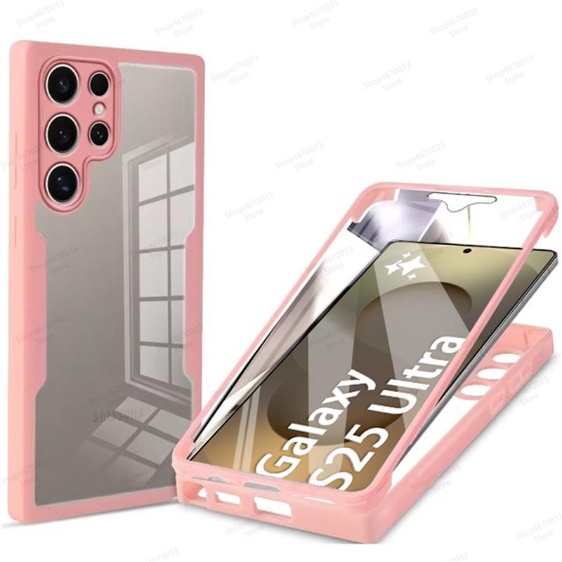 

Чехлы для телефона с полной защитой 360° для Samsung Galaxy S25 S24 S23 S22 S21 Ultra Plus FE Противоударный чехол Аксессуары для телефона Funda S21 розовый