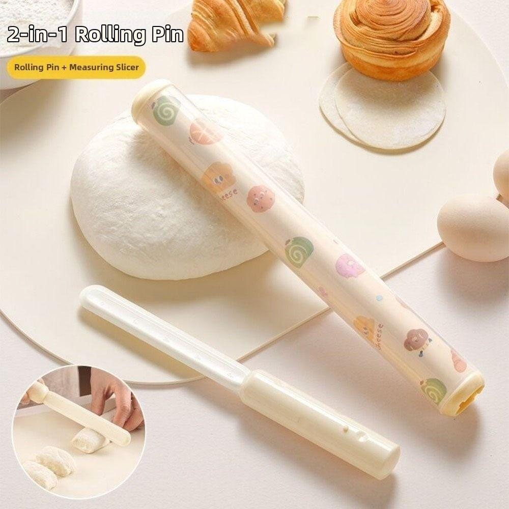 2 in 1 Pastry Roller Cartoon Dough Bake Roller Multifunctional Rolling Pin  Kitchen Use