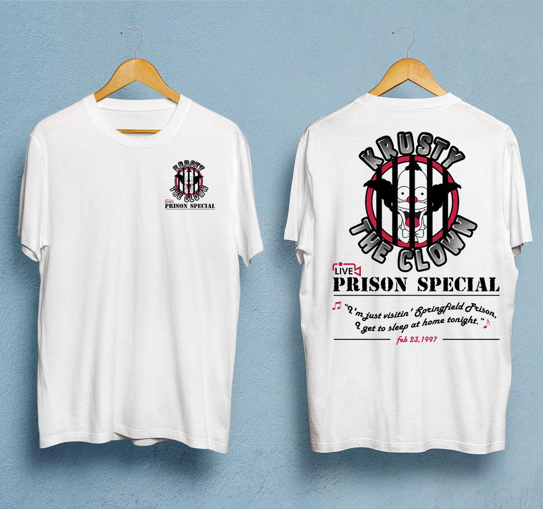 

Krusty the Clown Prison Special Vintage TShirt Summer Mens and Womens Loose and Breathable Tshirt Top S