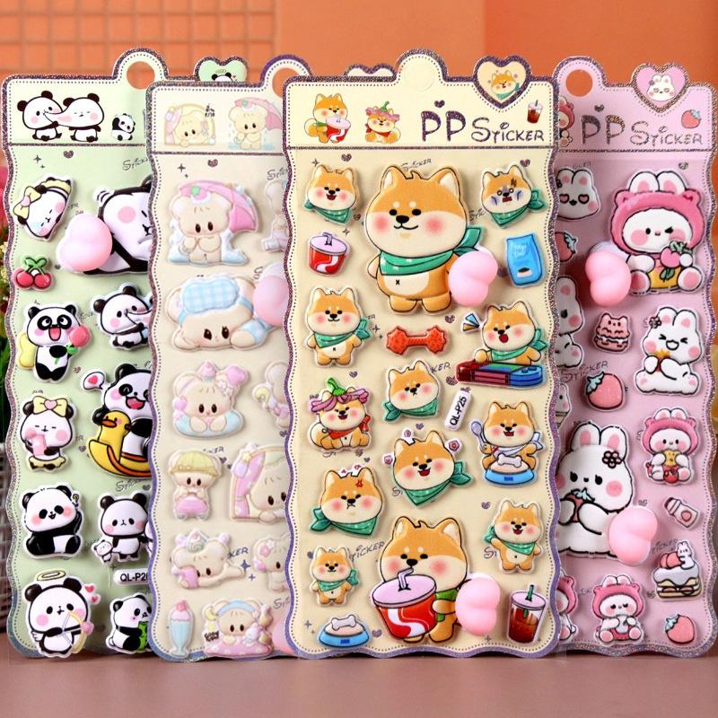 3D Cute Animal Butt Stickers Plush Pinched Happy Buttocks Sticker Stress Ease Puffy Sticker For Diy Scrapbook Phone Case Decal