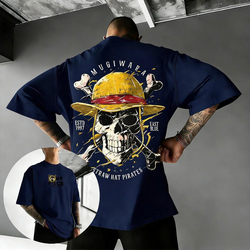 Plus Size One Piece Anime Printed Men and Women Tshirt Summer Casual Parent Child Top Fashion Harajuku Style Y2K Street Wear