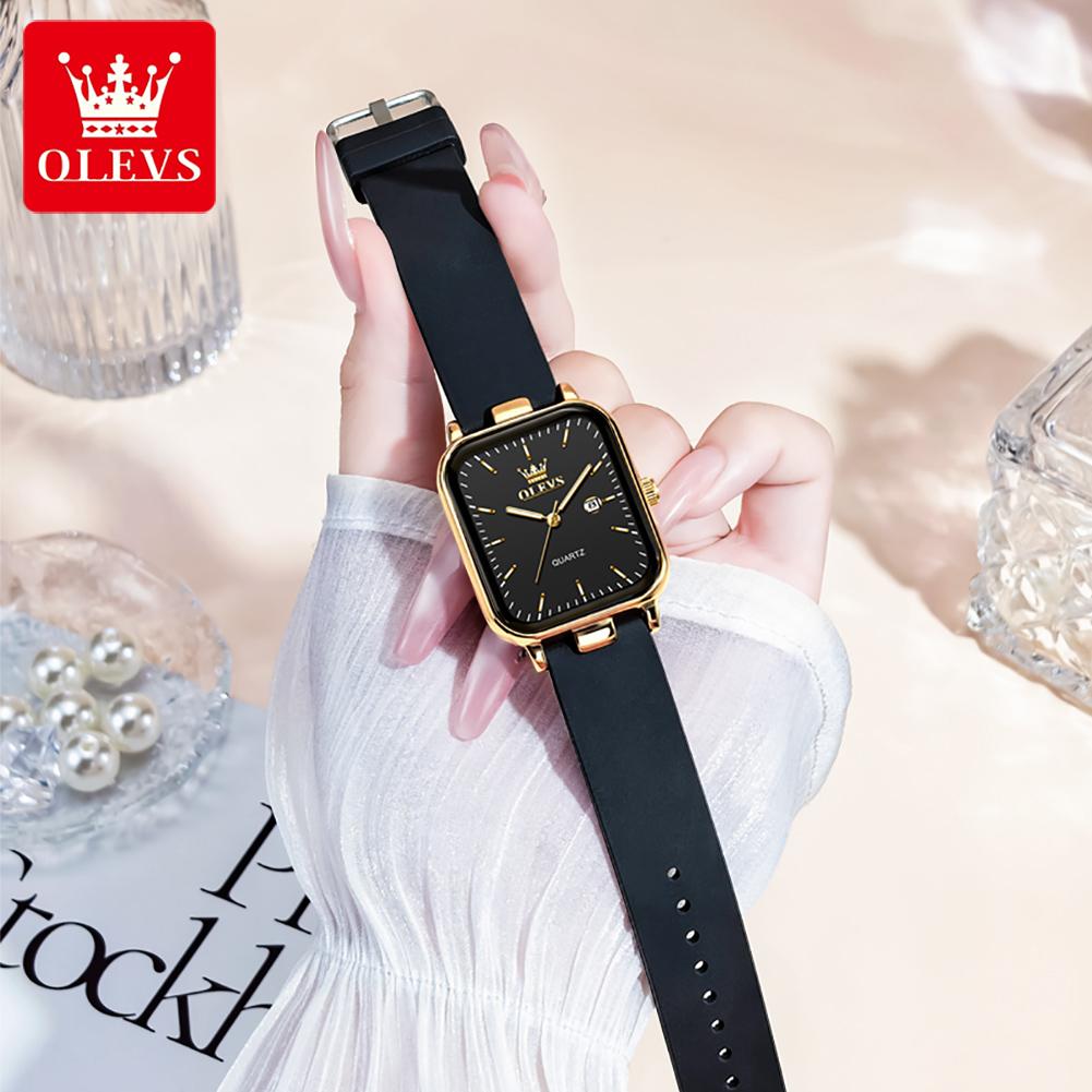 OLEVS Women Watch Fashion Simple Square Quartz Watch Classic Automatic Date Women's Elegant Bracelet Dress Luxury Watch