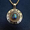 Antiker Ägyptischer Käfer Bild Runde Goldene Kastenketten Mysteriöser Retro Schmuck Anhänger Halskette