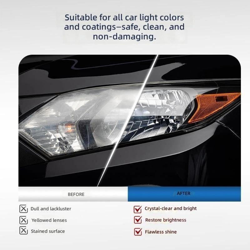 Car Headlight Restoration Kit with 180 Ml Solution, Cloth and Sponge for Haze Yellowing and Light Oxidation Use for Acrylic and Polycarbonate Lenses