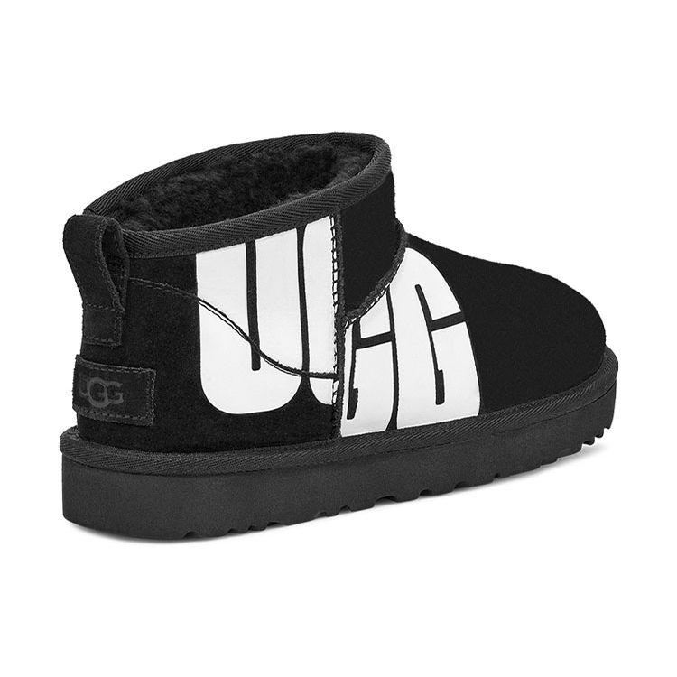 UGG Classic Ultra Mini Chopd Sheepskin Warm Durable Classic Mini Ankle Snow Boots Women Boots Black 1126373-BLK