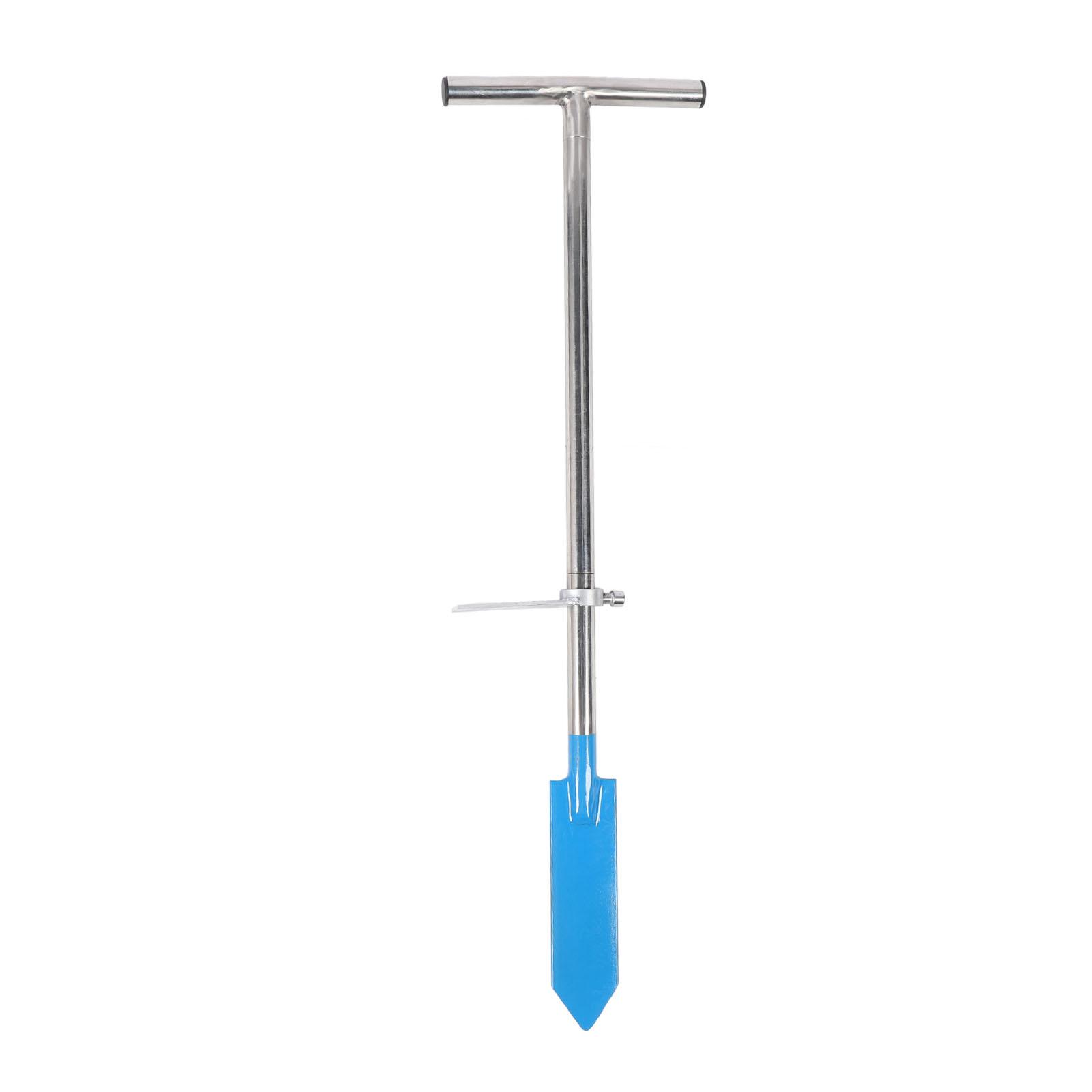 Dibble Transplanting Spade Forestry Tool Stainless Steel T Garden Dibble Planting Bar with Light Coating Wide Applications for Tree Planting