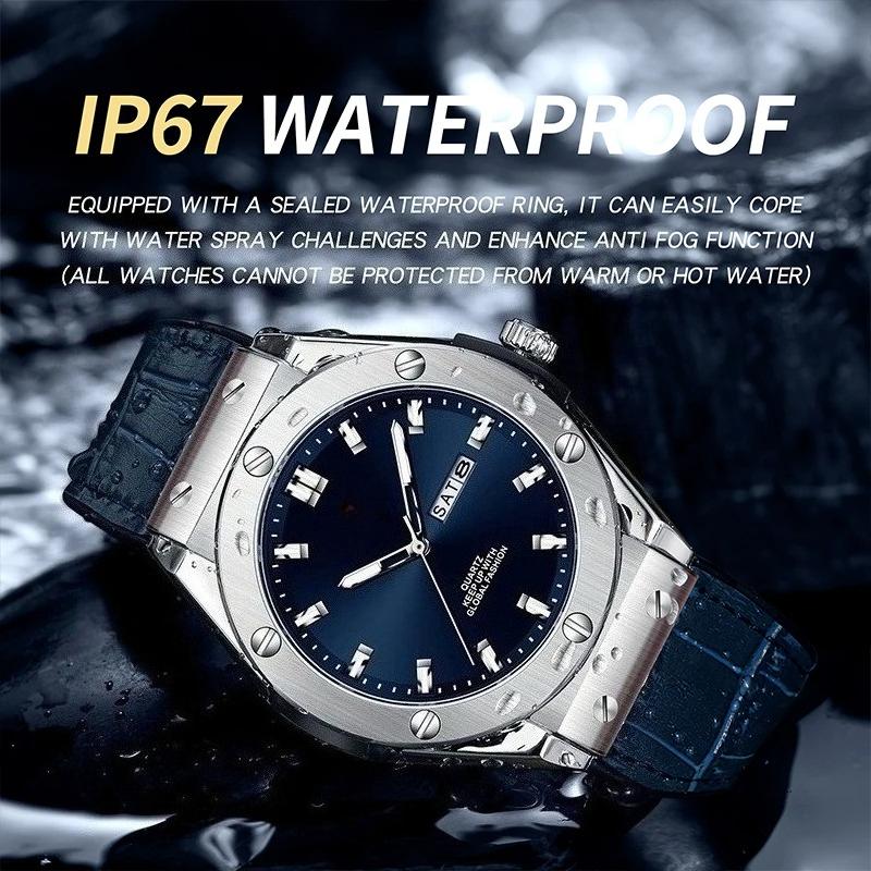 Business Watch Waterproof Luminous Date Calendar Function Men's Stainless Steel Quartz Wristatch