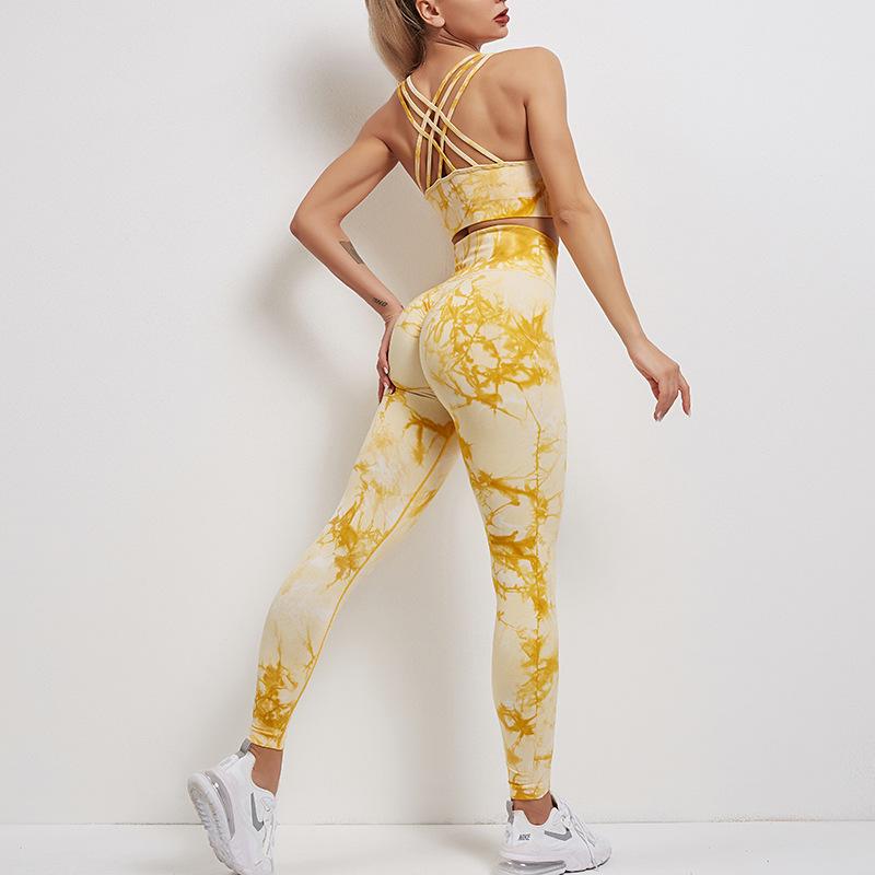 European & American Tie-Dye Seamless High-Waist Tummy Control Yoga Set