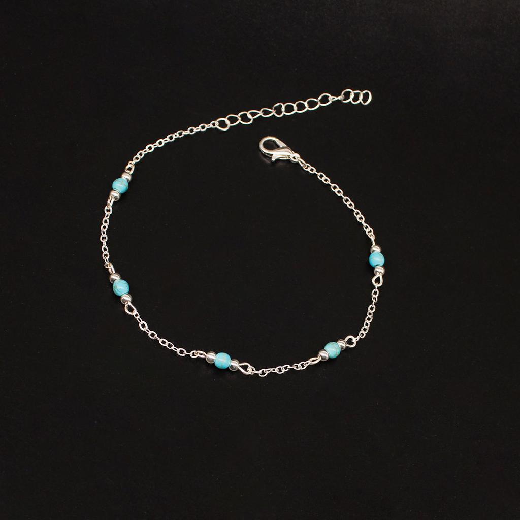 New Anklet, Retro and Simple, Handmade Beaded, Women's Simple Turquoise Anklet.