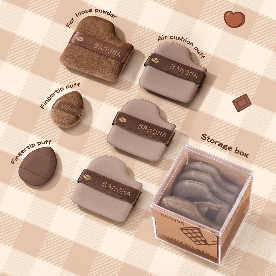 BANGNA Cookie Shape Makeup Puff Elastic Non-Eating Powder Wet Dry Dual Use Marshmallow Puff Makeup Puff Set