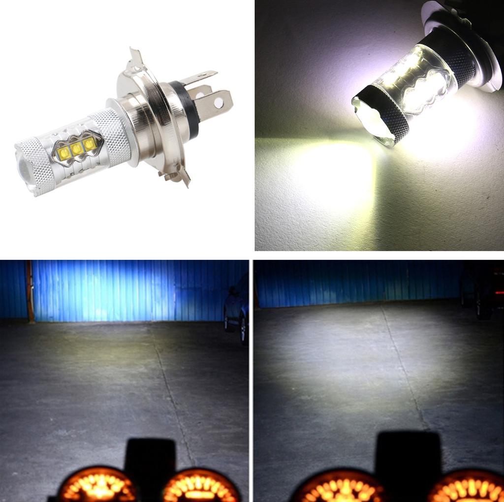 H4 80W Super Bright COB LED ATV Motorcycle Headlight Hi/Lo Beam Front Light Bulb
