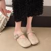 Famous Brand Spring Retro Single Shoes Comfortable Rubber Bottom Ladies Sandals Wider Toe Box Ballerina Slippers Style