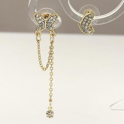 Women's Fairy Butterfly Anklet Drop Earrings Silver Needle
