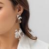 Vintage Geometric Flower Petal Pendant Drop Earrings for Women Fashion Statement Gold Color Hanging Earrings Party Zircon Gifts