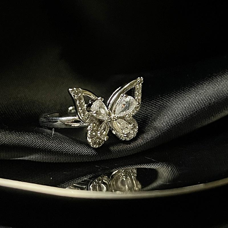 Full Diamond Zir*****Pen Ring French Light Luxury High Sense Cold Wind Niche Design Ring Woman