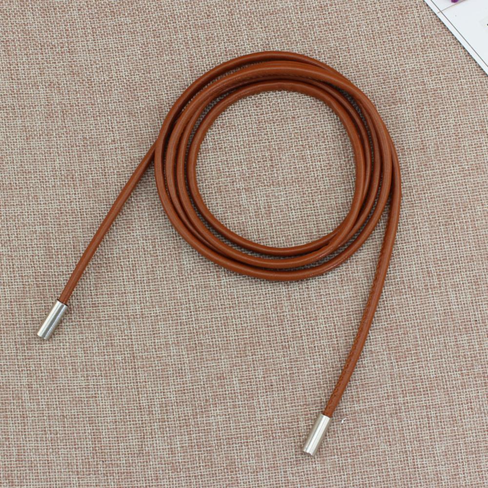 New Round Leather Rope Dresses Coat Decoration String Waist Belt for Women Solid Fashion Long Waist Chain Vintage Waistband
