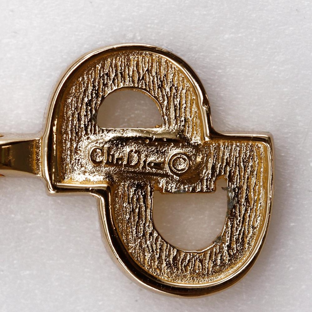 Dior CD Logo Necklace Plated Gold/Rhinestone 7.2g Women Used