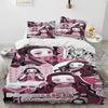 Conjunto de Roupa de Cama Dupla Infantil com Capa de Edredom e Fronhas do Anime Demon Slayer - Venda Quente 3D - Decoração de Quarto de Casa - Presente para Meninos Meninas