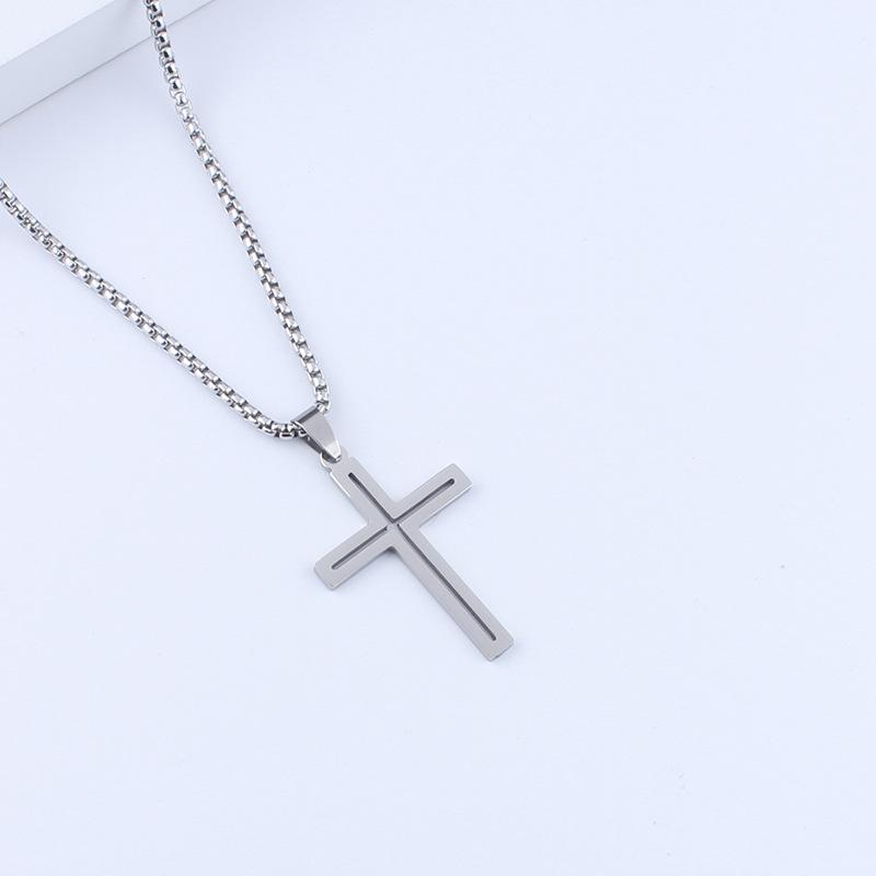 Trendy Stainless Steel Hollow Cross Necklace - Unisex Hip Hop Jewelry