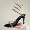 Summer Women's High Heels, Roman Wrapped High Heels, Open Toe Stiletto Heels, Rhinestone Sexy Strappy High Heel Sandals
