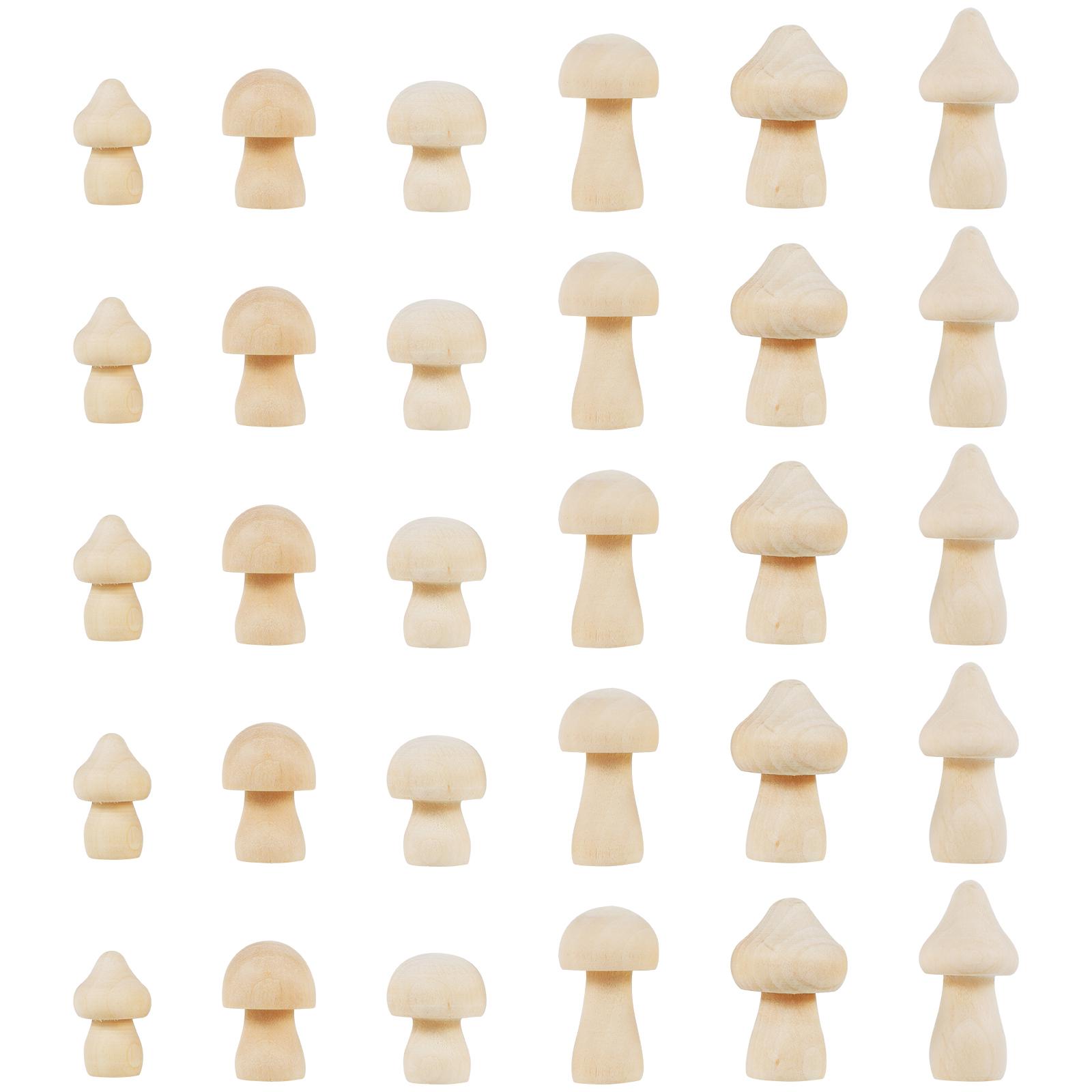 

30/60Pcs Unfinished Wood Mushroom Natural Wooden Handmade DIY Craft Painting Arts Graffiti Mushrooms Accessories Home Decoration