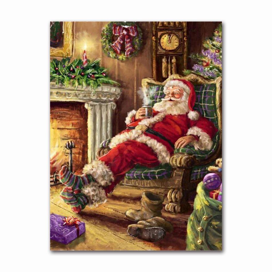 Happy New Year Christmas Series Canvas Painting Santa Lantern Posters and Prints Modern Wall Art Picture Bedroom Decoration