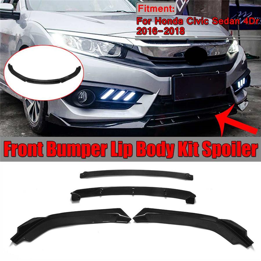 Front Bumper Lip Body Kit Spoiler For Honda Civic Sedan 4Dr 2016-2018