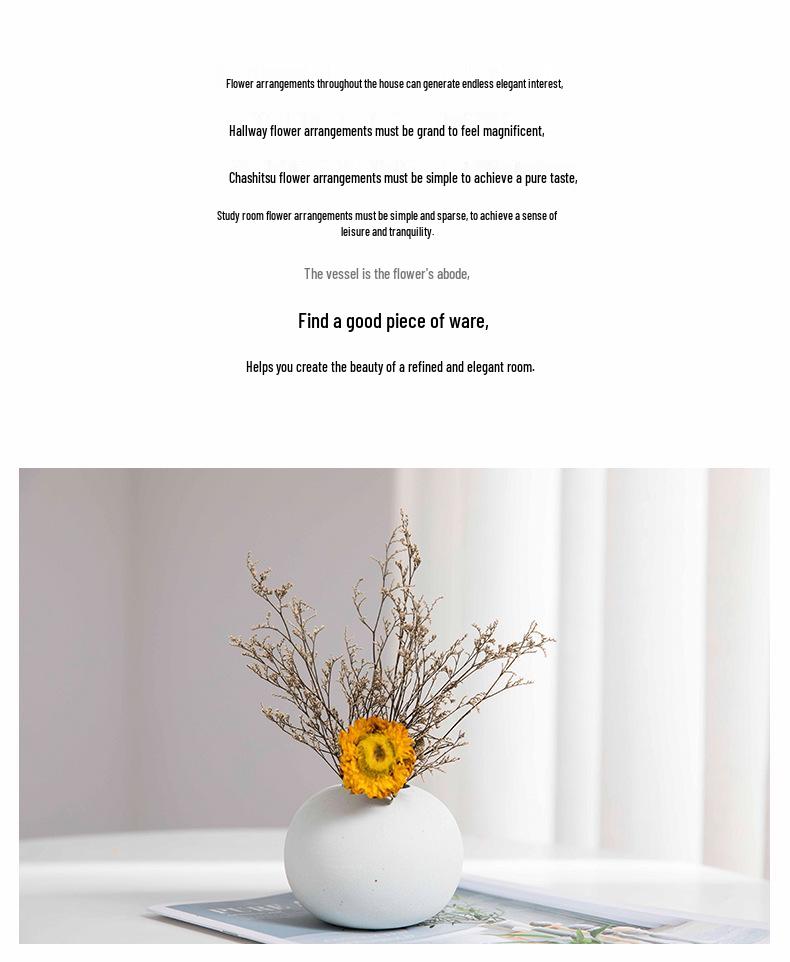 Nordic Ceramic Vase for Dried Flowers - Ideal for Living Room and Dining Table Decor; Perfect As Photo Props and Literary Ornaments.