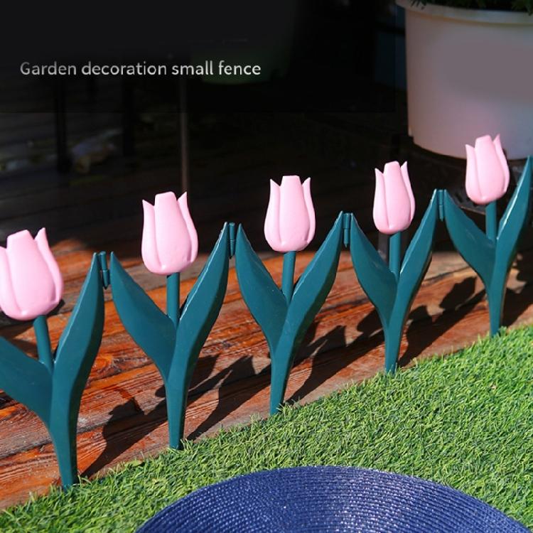Decorative Tulips Flower Design Fence PVC Garden Fence for Interlocking of Yard and Pathway Borders Gardening Supply