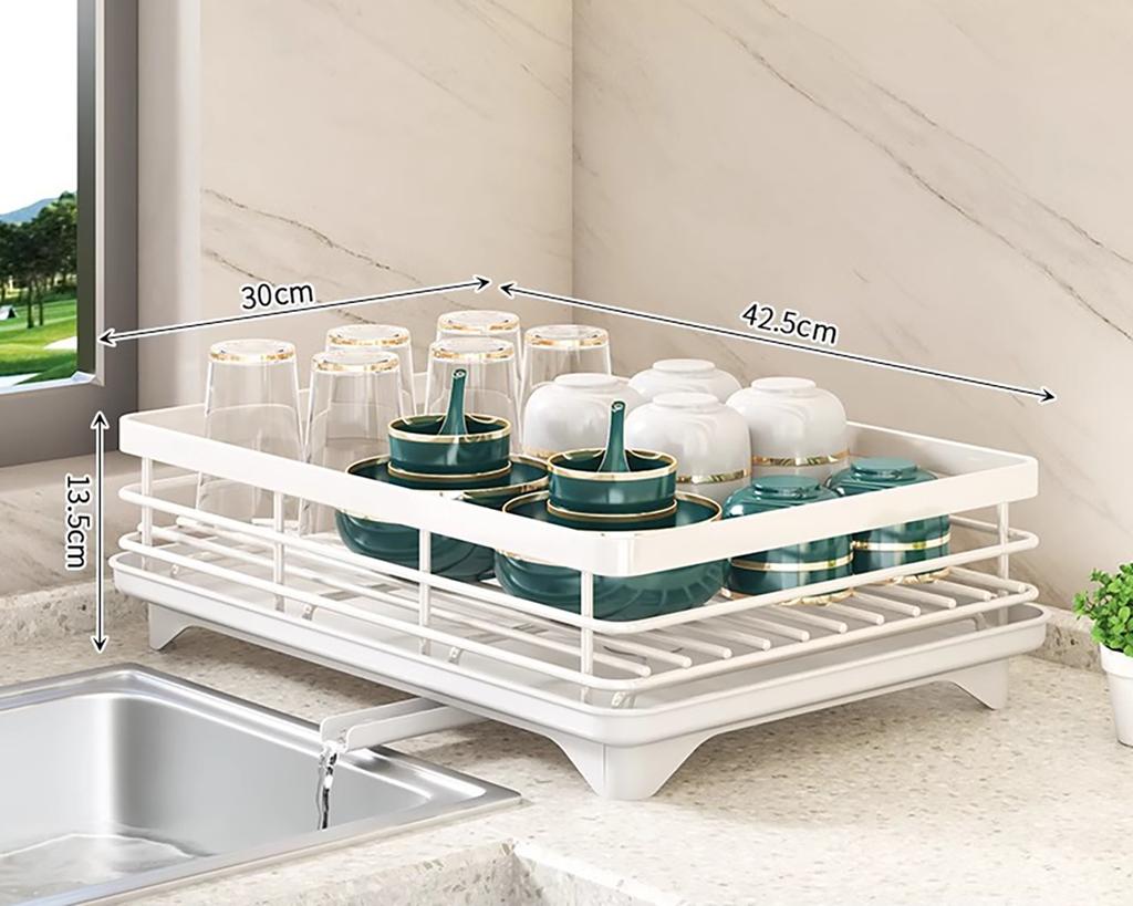 Dish Rack, Large Capacity Dish Drying Rack With Draining Board, Double Layer Detachable Dish Storage Organizer For Dishes, Cups
