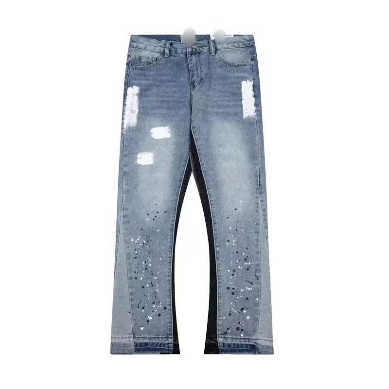 

JYL Unisex Wide-Leg Jeans American Niche Print Vintage Casual Floor-Length Denim XXL бездна